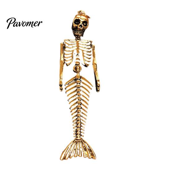 Dunkle Fantasy Meeres-Accessoire Totenkopf Meerjungfrau Skelett Anhänger Halskette, Gothic Schmuck Preppy Mode für Damen, Kreatives Grusel-Accessoire, Einzigartiges Geschenk