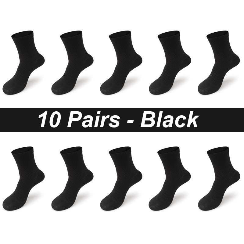 10 Paar Herrensocken aus Bambusfaser, lang, schwarz, Business, weich, atmungsaktiv, neue hochwertige Herbstsocken für Männer, Übergröße EU 38–48