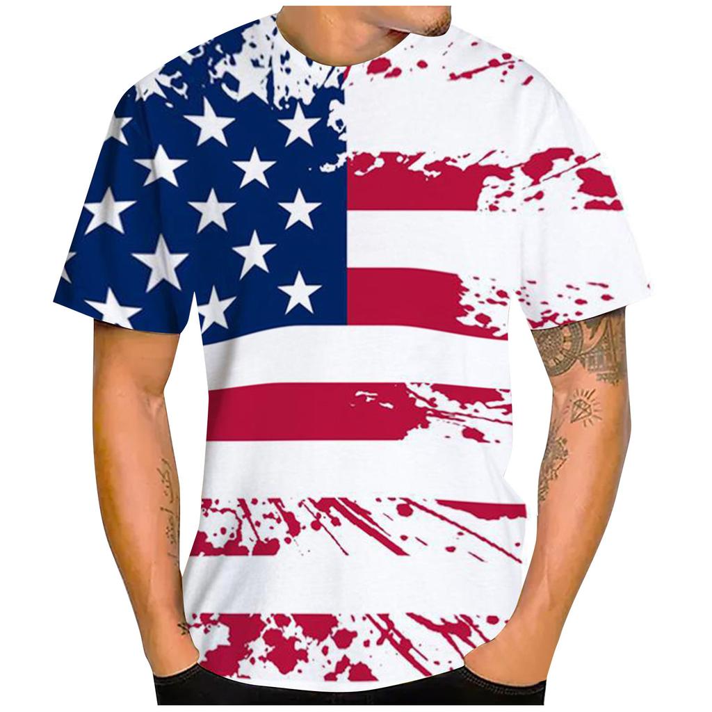 Men'S T-Shirt Short Sleeve Printed Summer Round Neck Top Trend Casual Sweatshirt