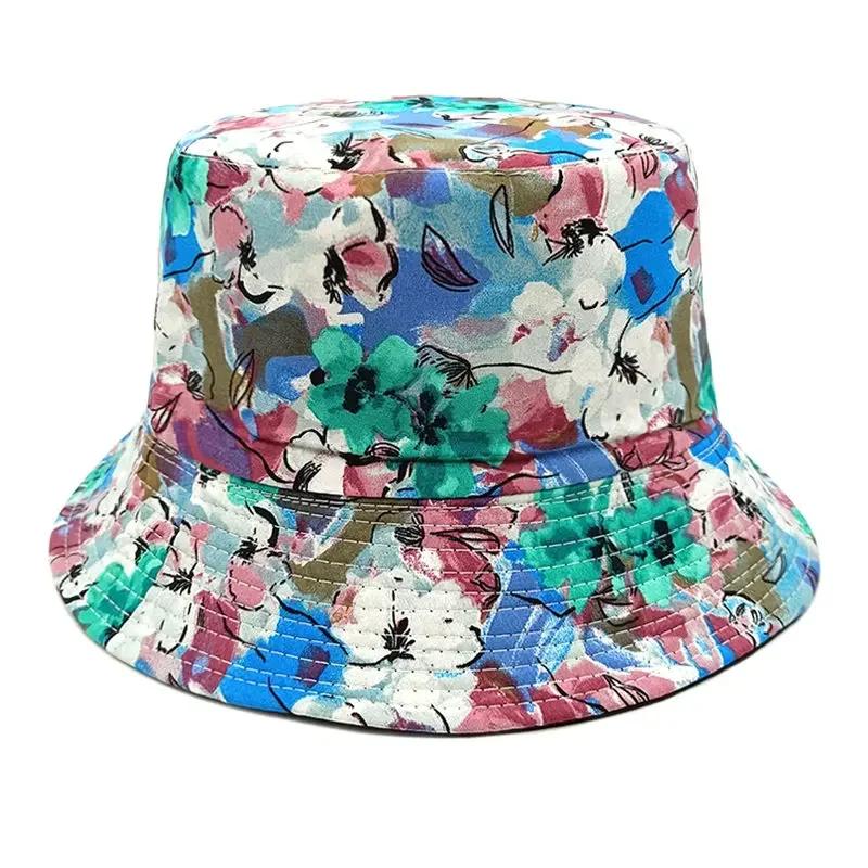 

Spring and Summer Polyester Print Bucket Hat Fisherman Hat Outdoor Travel Sun Cap for Men and Women 169
