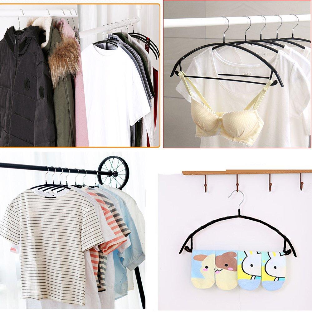 Living Hall Laundry Black Hangers, Non-Slip Space-Saving Hangers, Human-Shaped, Storage, 10-Pack, (Black, 10)