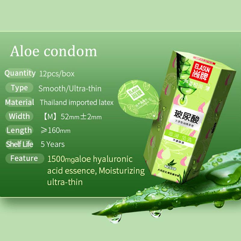 ELASUN Aloe Kwas hialuronowy Ultra Thin Delay Smooth Prezerwatywy