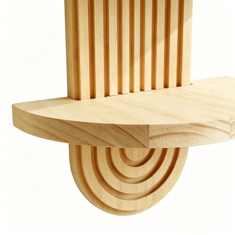 Scaffale da Parete in Legno a Doppio Strato Stile Boho Chic per Ambienti Domestici Eleganti