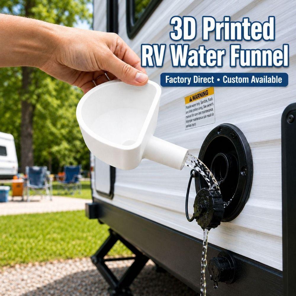 3D Printed RV Water Tank Filling Funnel Water Filler Funnel Durable PE Material