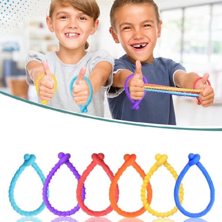 6Pieces Stretchy Silicone Bracelets Kids Sensory Toy Adjustable Textured Wristband Stress Relief Stimulation Sensory Toy