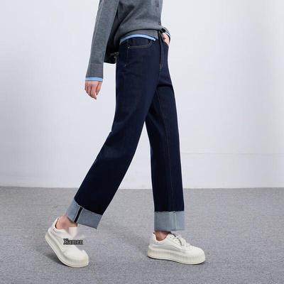 Sancai 2025 Winter Plus Size Petite Slimming Straight Leg Jeans