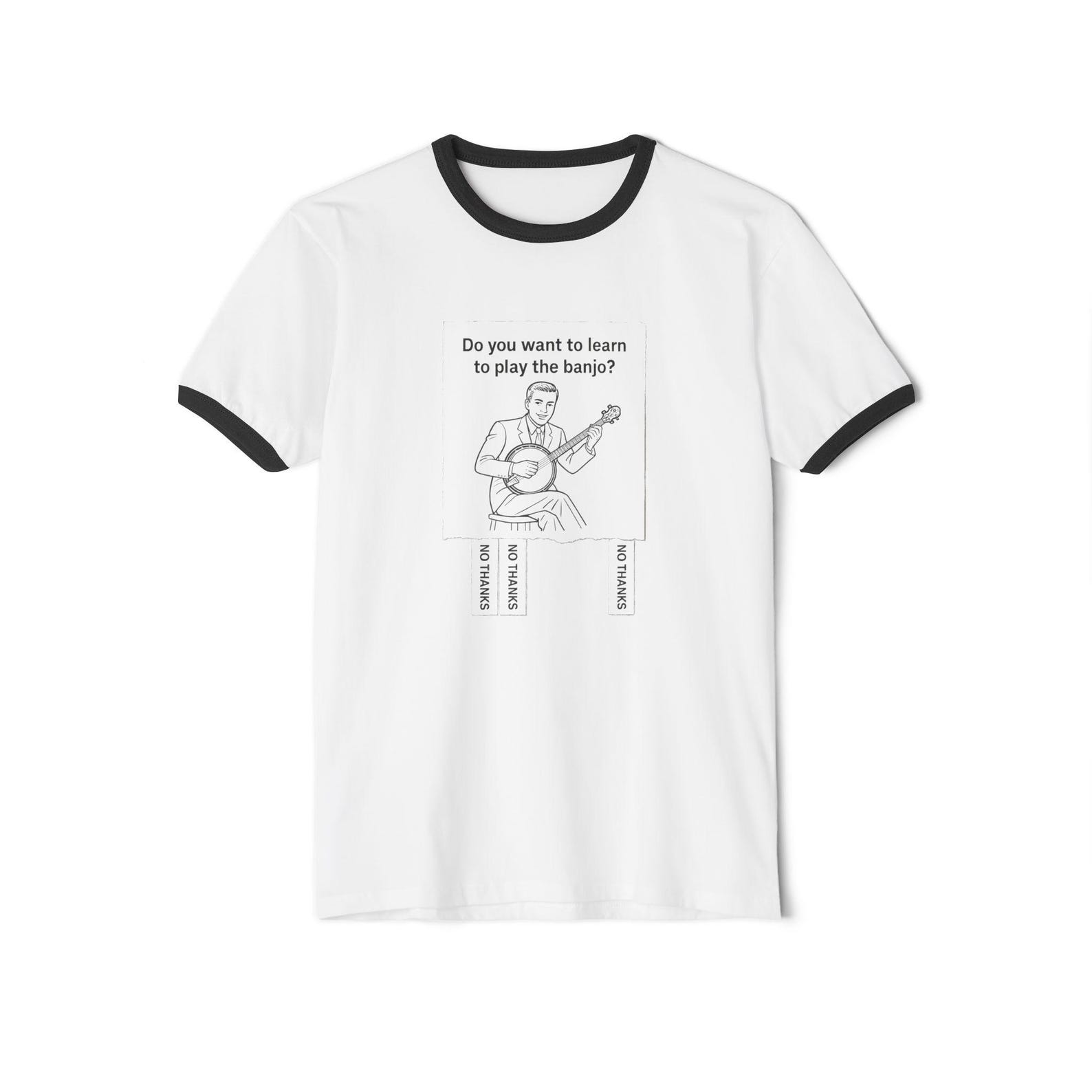 Funny Banjo Meme T-Shirt, Banjo Lessons, No Thanks, Steve Martin, Funny Banjo Gift, No Banjo, Bluegrass Humor - Unisex Jersey Short Sleeve S