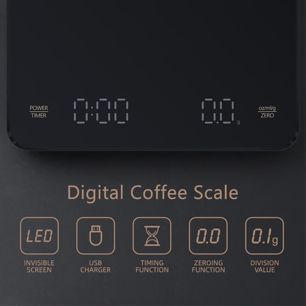 Black Blue Kitchen Scale PC + ABS Digital Kitchen Scale Digital Coffee Scale Cooking and Baking