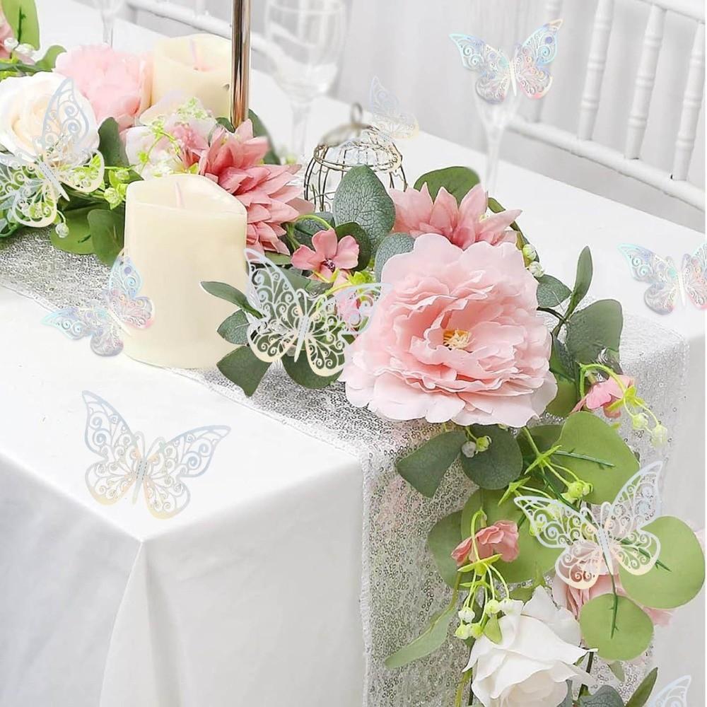 Romantic Artificial Eucalyptus Leaf Vine Plastic Realistic Butterfly Rattan Decor Handmade Lifelike Fake Hanging Plants