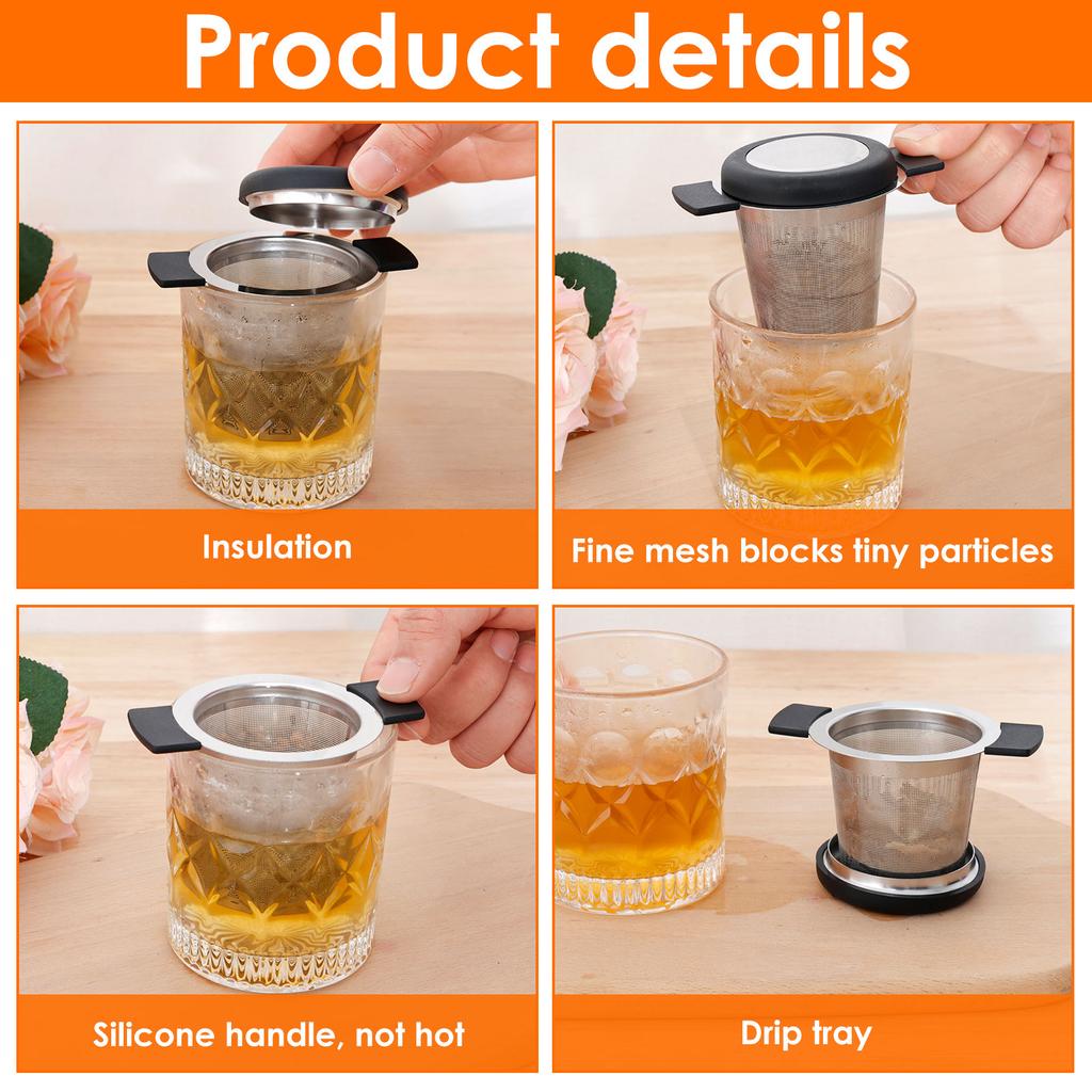 4/2Pcs Stainless Steel Filter Tea Makers Can be Reused Tea Maker Easy Clean Loose Leaf Tea Filters
