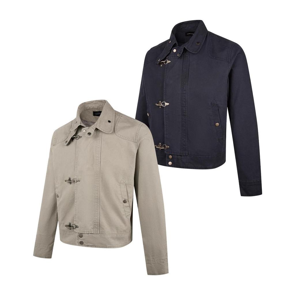 Unisex Retro Workwear Jacket - Autumn/Winter Stand Collar with Lobster Clasp