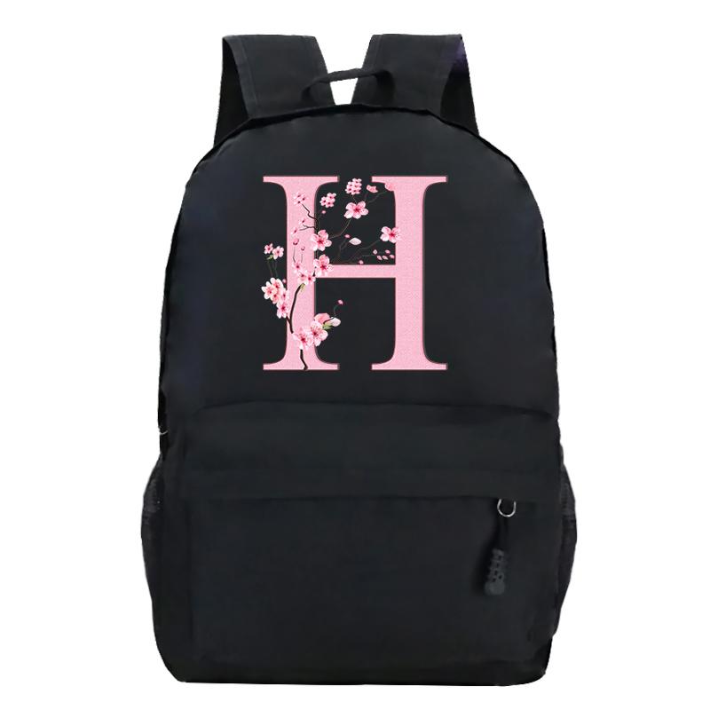 Back To School Rucksacks Trend Graphic Flower Alphabet Harajuku Style Trend Open-air Journey Knapsack Zip Laptop Bagpack