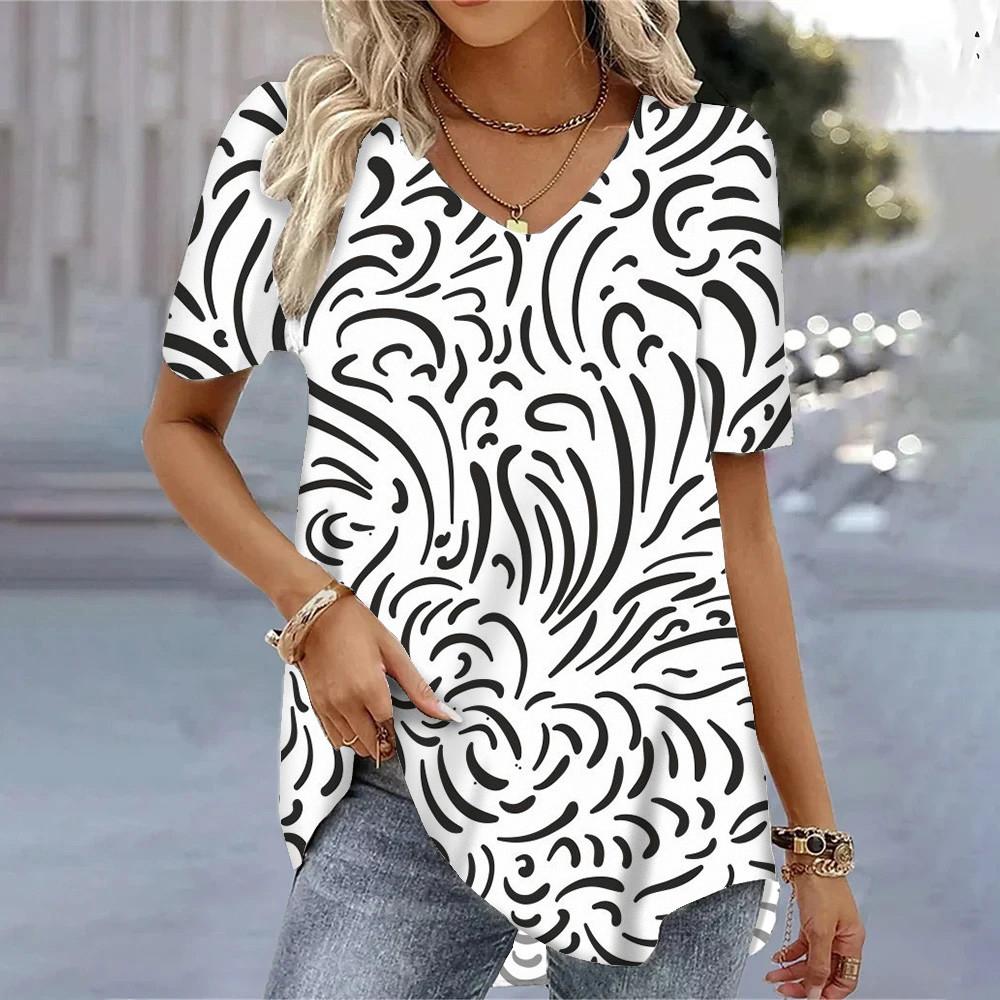 Fresh Flower  Pattern 3D Printed V-Neck Short Sleeved Women's Deals Graphic T Shirts Blouses Women T-Shirts