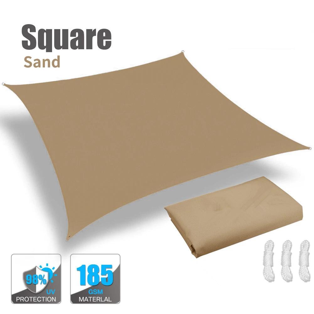 

2/3/3,6 м водонепроницаемый солнцезащитный козырек четырехугольный солнцезащитный козырек для защиты от солнца на открытом воздухе тент для сада патио бассейна парусная тентовая ткань 300x300CM песочный