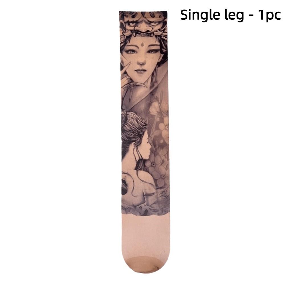 1pc Sexy Single-leg Socks Simulated Tattoo Tattooed Stockings Women's Printed Thigh Socks  Summer