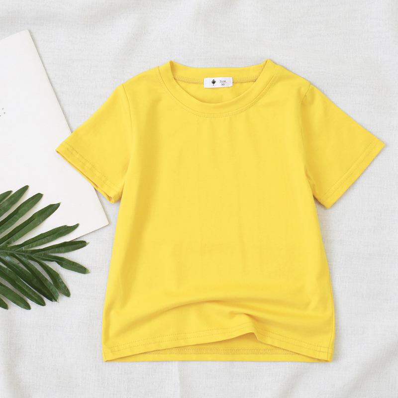 Candy Color T Summer New Boys' Basic Solid Color Top, Girls' Baby Versatile Half Sleeved Cotton T-shirt