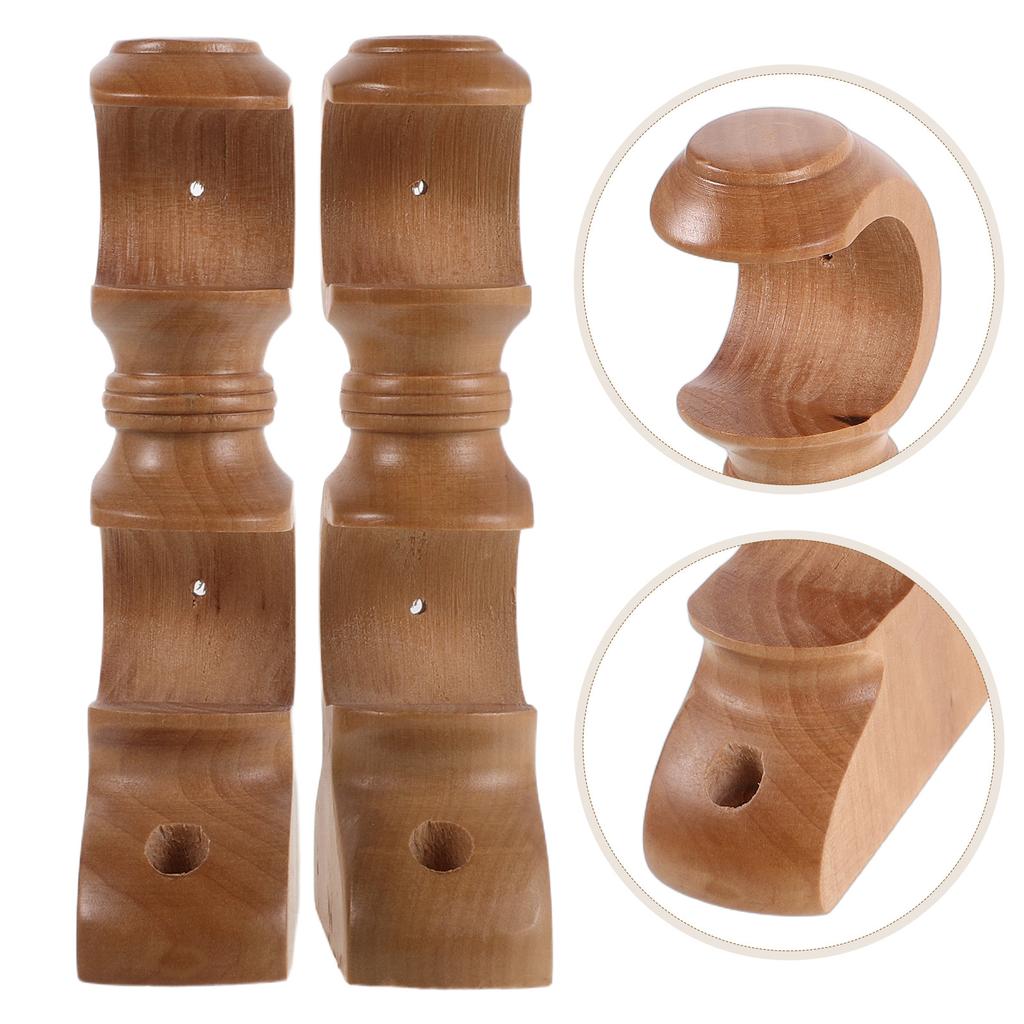 2pcs Curtain Rod Brackets Wood Double Holder For 1.1 Inch 28Mm Drapery Pole Heavy Duty Support Roman Base Easy Wall Mount