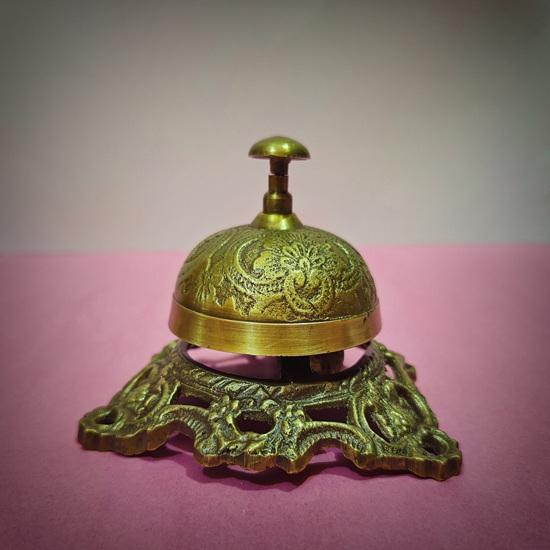 11.43 cm Brass Desk Bell Service Bell Nautical Maritime Brass Ornate Bell Counter Bell Office Bell Calling Bell Service Gift