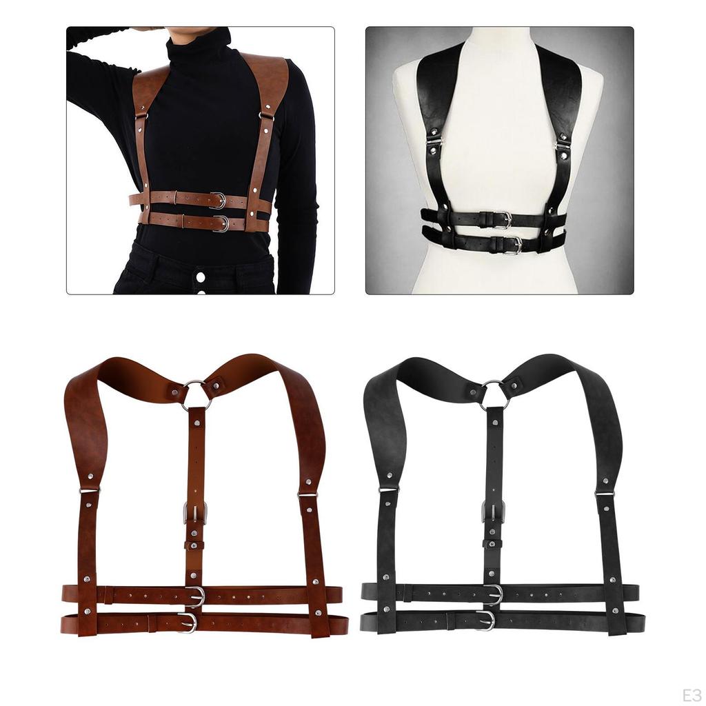 Körper-Taillengürtel Steampunk Damen Verstellbare Schnalle Kette Bustier Taillenband PU-Leder Punk Harness