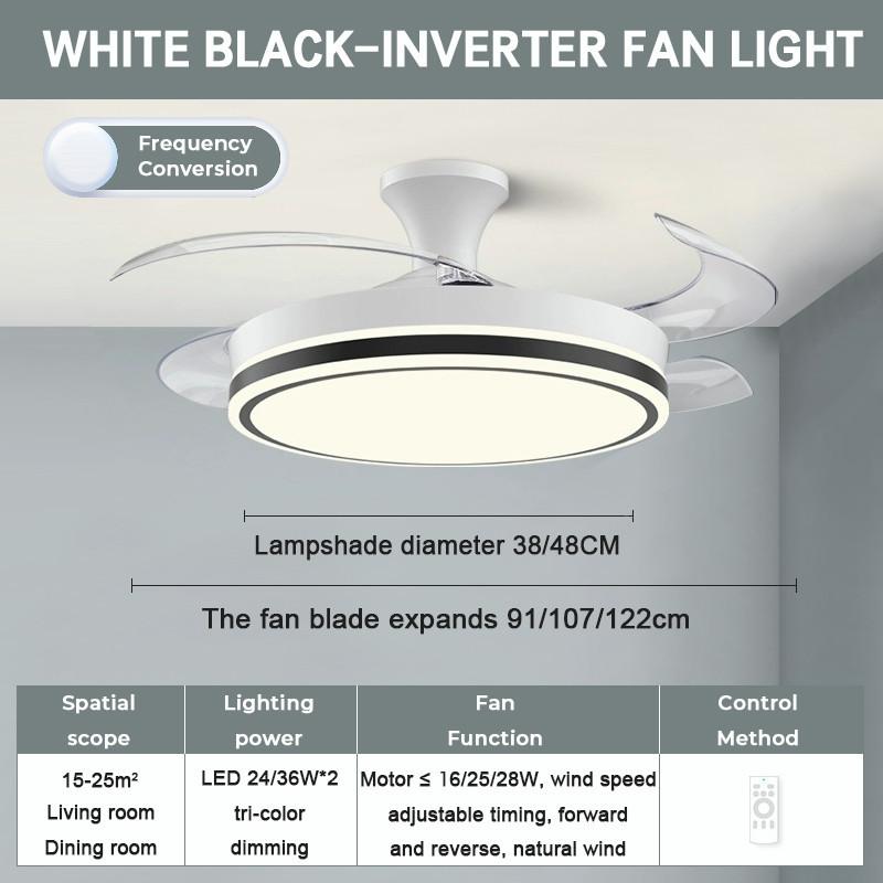 36“42”48“ Modern Smart Ceiling Fan Lamp Household DC Motor Ceiling Fan With Light Foldable LED Air Cooler Lamp
