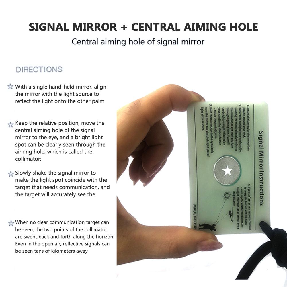 Survival Signal Mirror Emergency Rescue Acrylic Reflective Mirror Multifunction Outdoor Reflector Mirror Travel Hiking Accessory