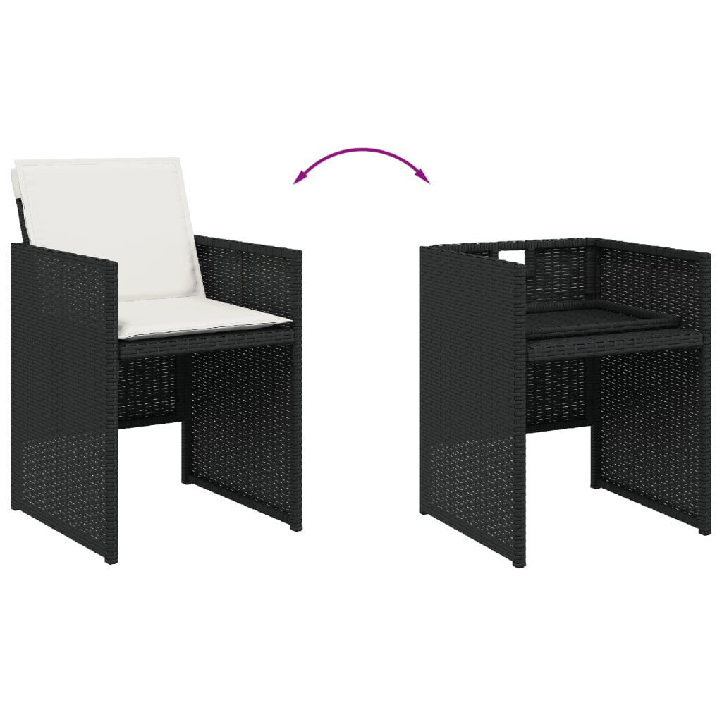 Vidaxl 5-Cz. Garden Furniture Set With Cushions, Black, Poly Rattan