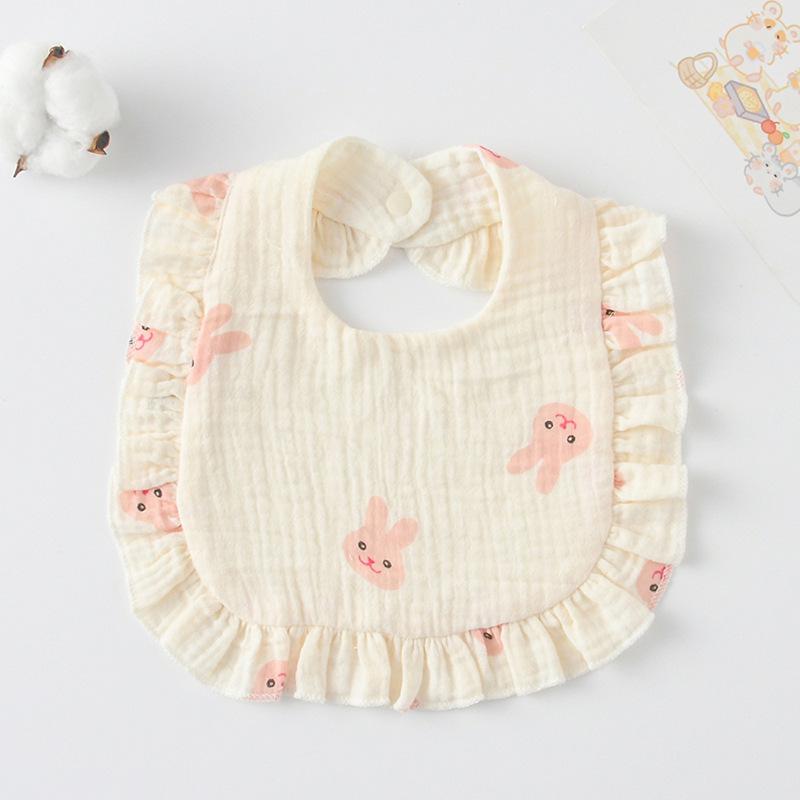 Ruffle Baby Drool Bibs: Pure Cotton Printed Lace Bibs