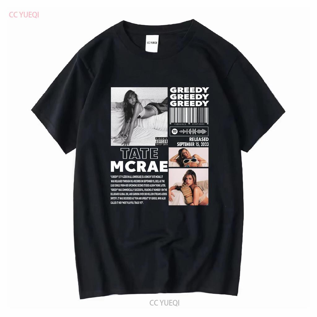 Tate Mcrae Greedy T Shirt Full Size S 5xl Long Sleeves Vintage Washed Comfortable Soft Fashion Homme Stretched Graphic