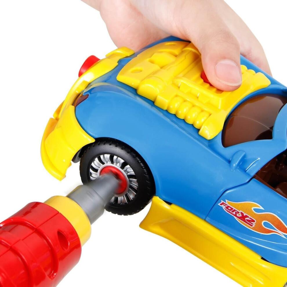 Construction Toy Take Apart Toys Car Racing, 30 Pieces, Build Your Own Car Kit With Electric Drill Tools, Best Gift Present