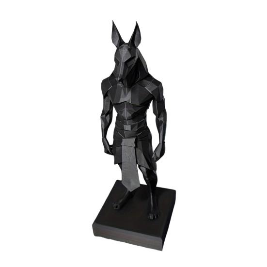 

3D Printed Anubis Statue Desk Sculpture with Stable Square Base Matte Black Minimalist Low-Polygon Design for Home Office Study Room Decor Gift чёрный