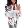 Retro Floraldruck Damen Jacke mit Reißverschluss Lässiger Mantel Oberbekleidung Tops