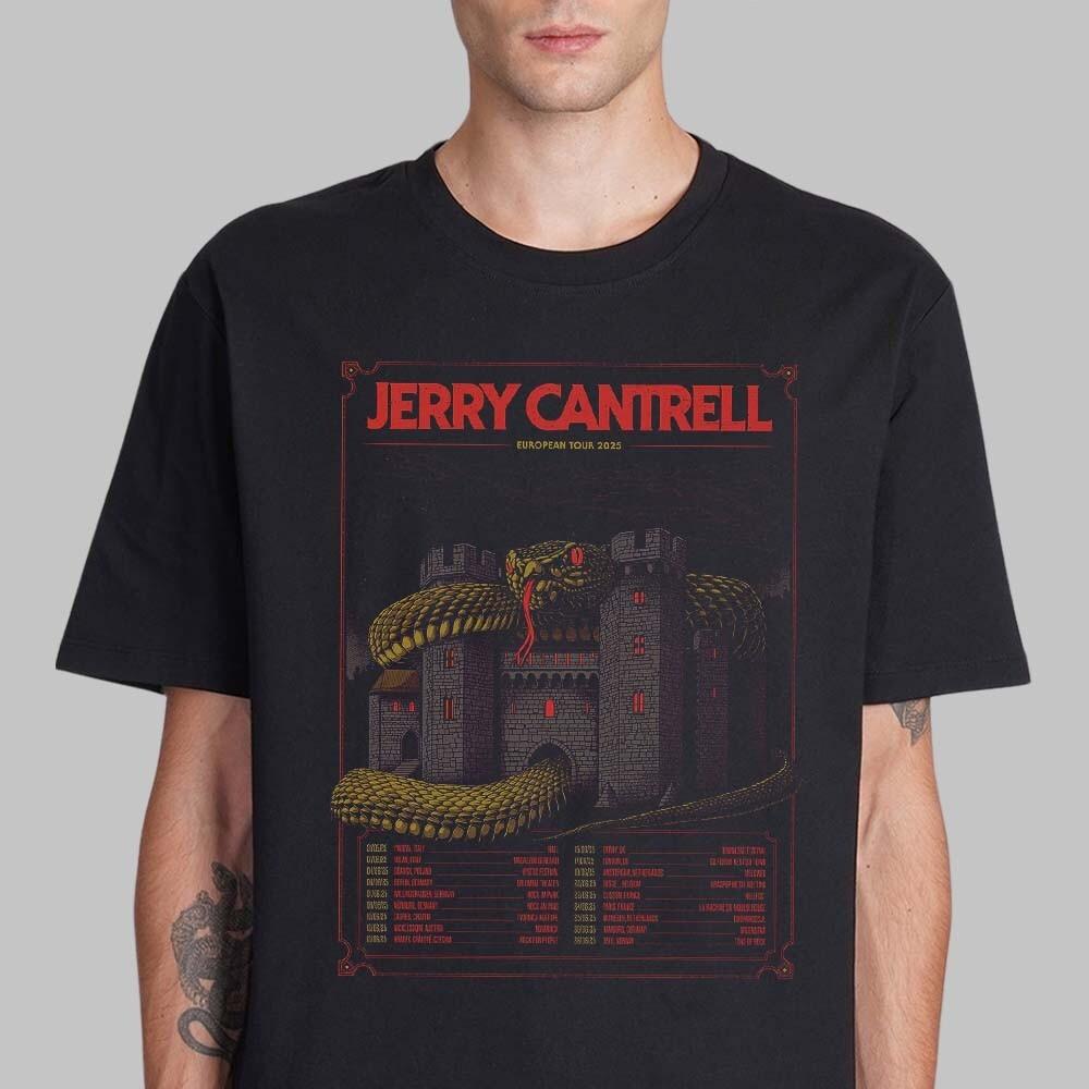 Jerry Cantrell European Tour 2026 Gig Poster Dates Serpent On The Castle T-Shirt L