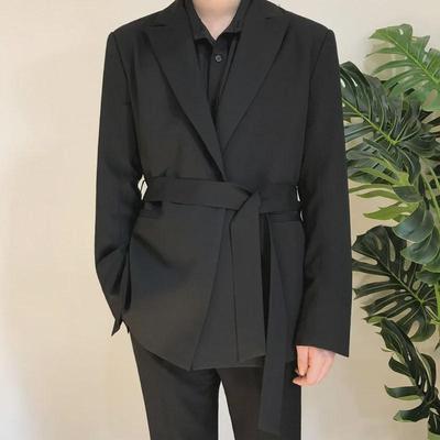 MYQ Herren Slim Koreanischer Stil Gürtel Herbst Anzugjacke: Trendig, lässig und gutaussehend