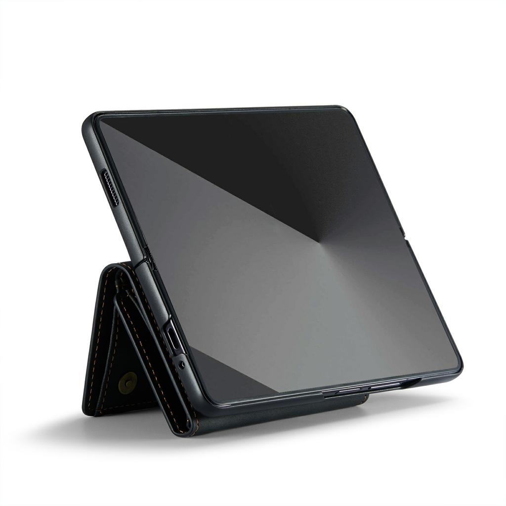 DG.MING M1 Serie für Samsung Galaxy Z Fold7 5G Handyhülle PU + TPU + PC Rückabdeckung mit magnetischem Tri-Fold Wallet Ständer