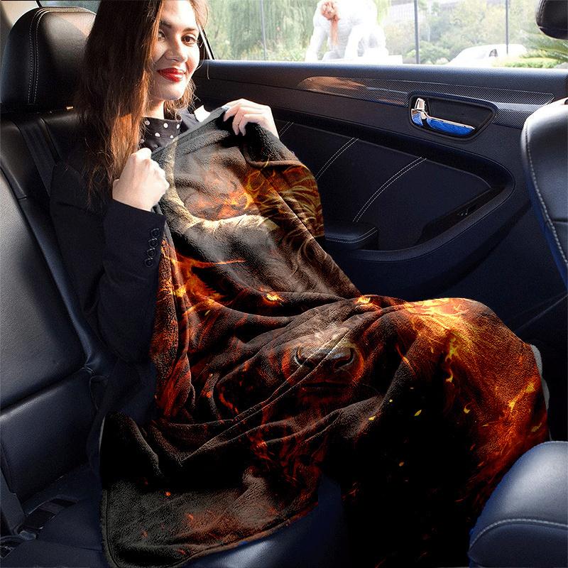1pc Ox Printing Lightweight Flannel Blanket, Comfortable and Warm Blanket, for Camping Sofa Bed and Couch Office, Suitable for Gift Blankets