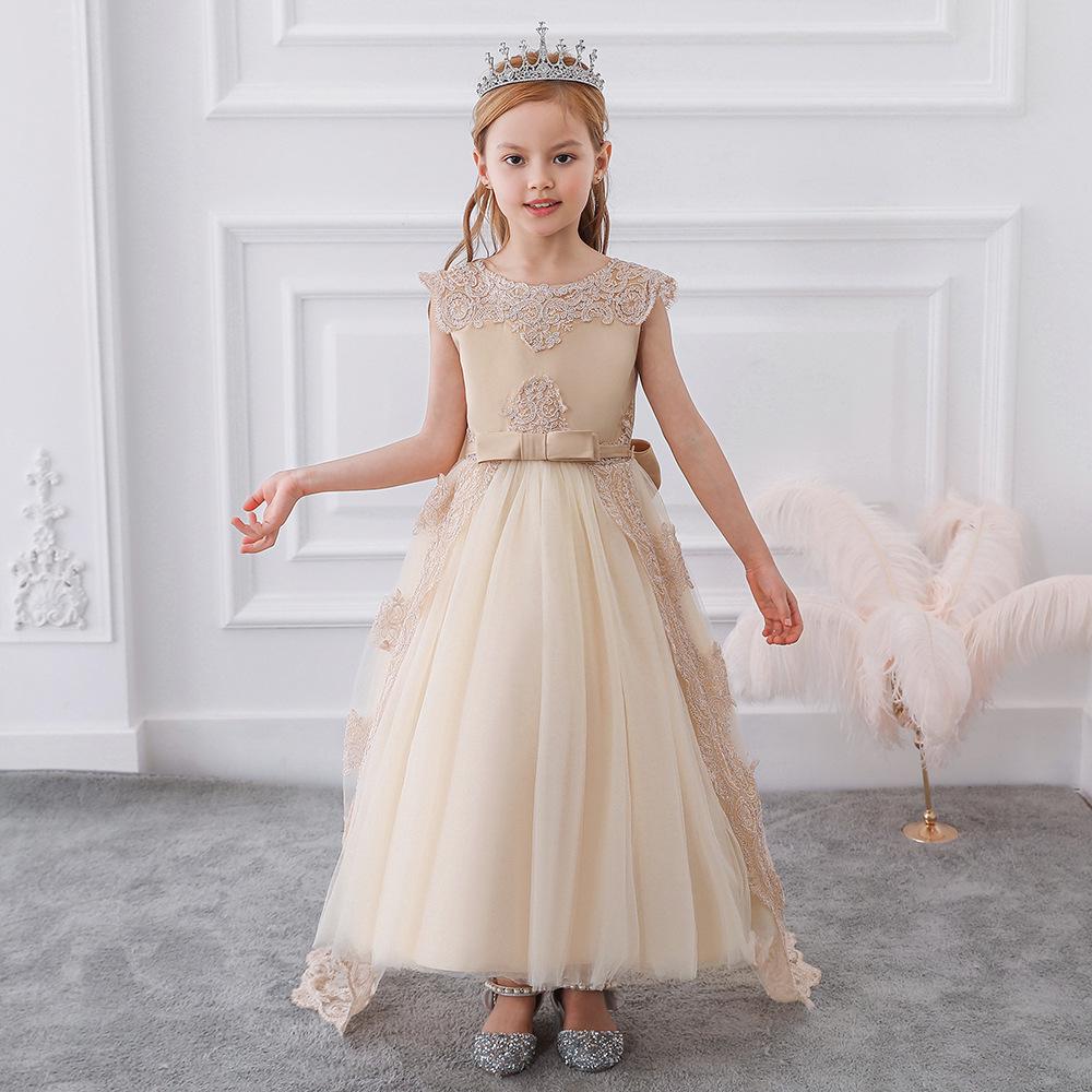 Kids' Formal Evening Dress with Train for Piano Performance or Catwalk