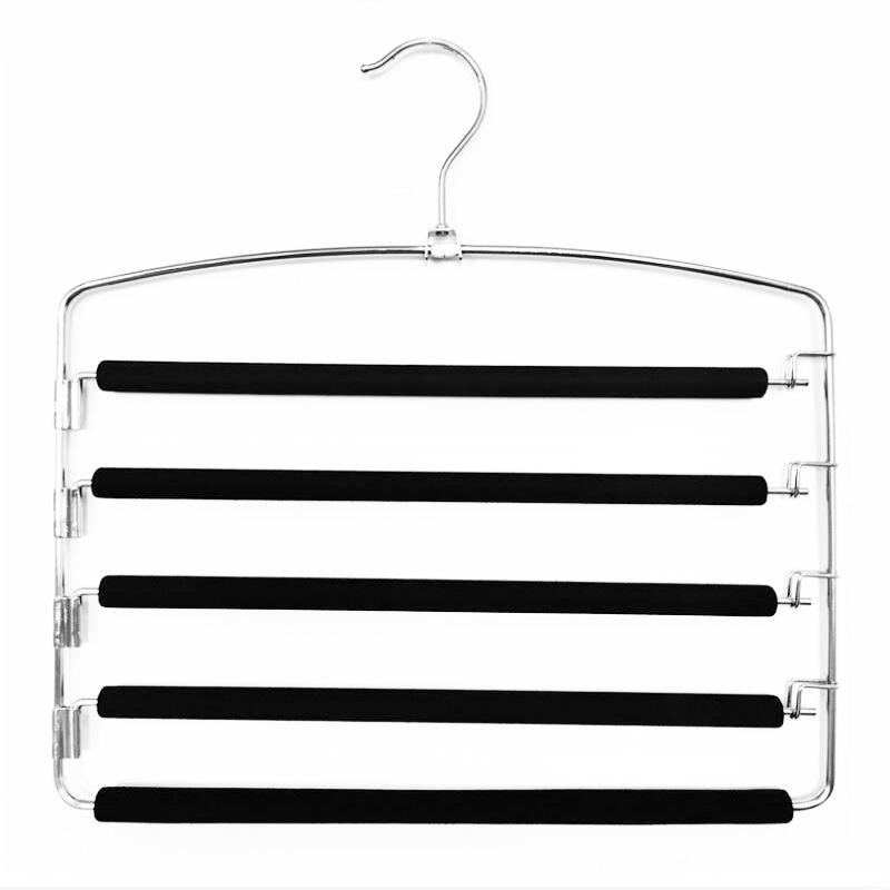 Multifunctional 6-Tier Pants Hanger with 8 Hooks & 10 Clips for Hats, Belts, and Underwear Storage
