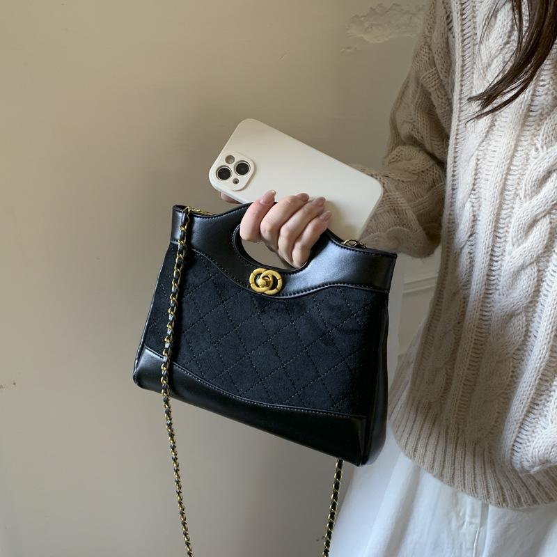 Rhombus Chain Bag Women's Large-capacity 2025 New Autumn and Winter Retro Matte Messenger Bag Commuter Tote Bag