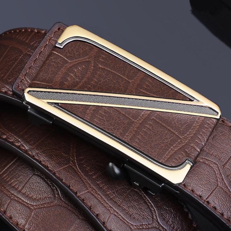 Men s Genuine Leather Crocodile Pattern Automatic Buckle Belt – Fashionable Casual Wear 120 cm
