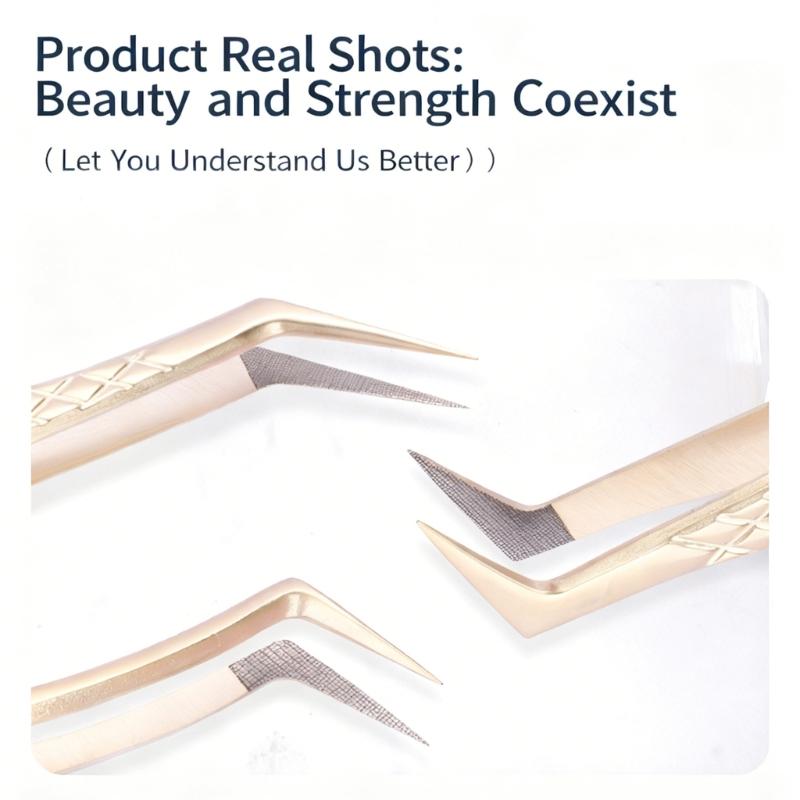 Ergonomic Grip Stainless Steel Eyelash Tweezers with Non Slip Handle for Comfortable Extended Beauty Tool