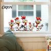 Versatile Adhesive Window Art Cartoon Rooster Static Glass Sticker, Funny Roosters Clings, PVC Removable Kitchen Privacy Film Decal, Waterproof