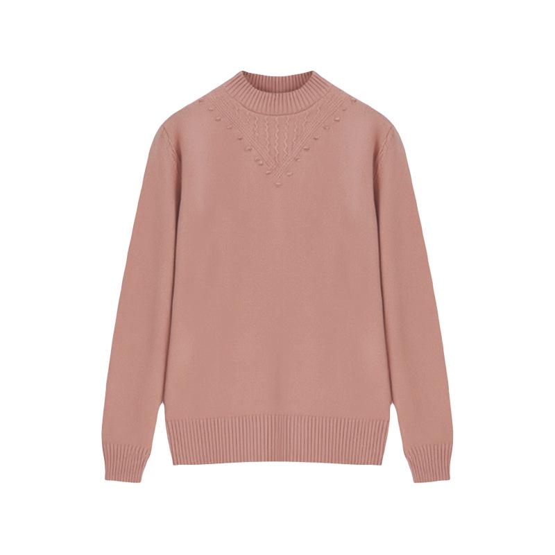 Women's Knitted Velvet Sweater: Loose-Fit, Round Neck, Long-Sleeve, One Size, for Middle-Aged & Elderly