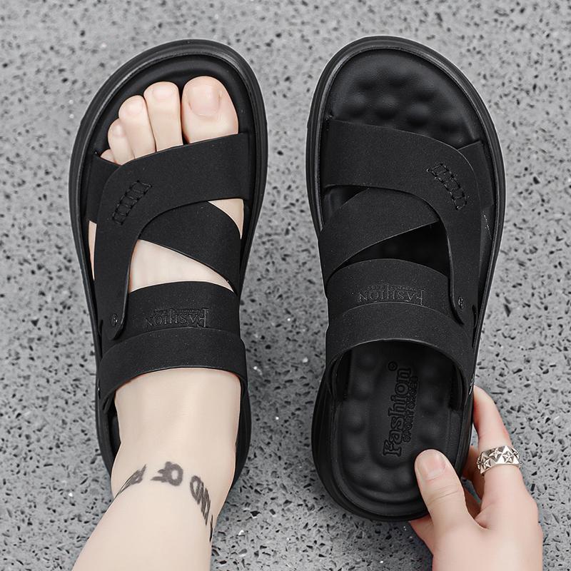Fashion Summer Outdoor Sandals for Men Casual Sport Slippers PU Leather Non-slip Breathable Roman Shoes Beach Flip-Flop Garden Shoes