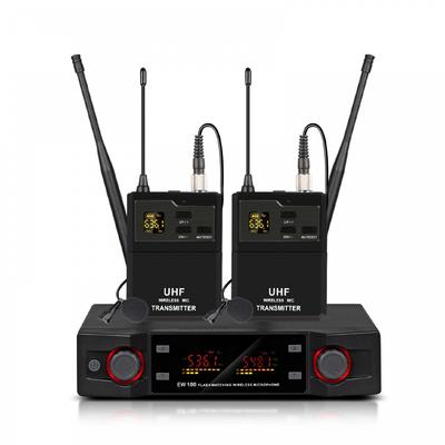 Wireless Lavalier-mikrofon EW100 2 Kanäle UHF Einstellen Frequenz Sender Bodypack Für Kirche Treffen Party Zeigen