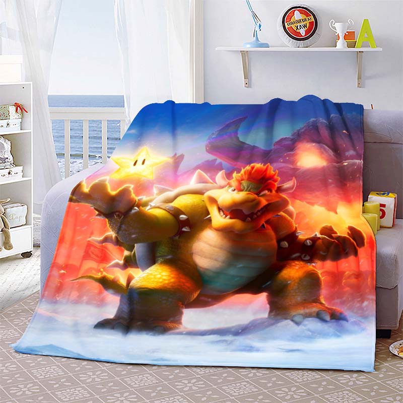 Popular Mario Printed Blanket Polyester Flannel Cozy Lightweight Throw Blanket Home Indoor Use -QJY 75x90cm