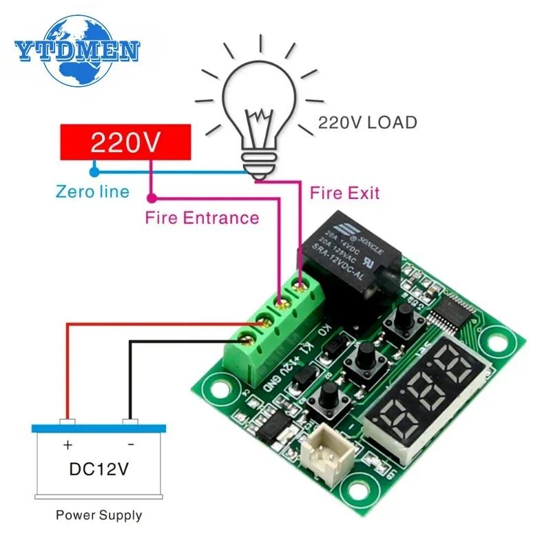 1PCS DC 12V Temperature Controller Module with Case XH W1209 LED Display Digital Thermostat Module with Waterproof NTC Probe