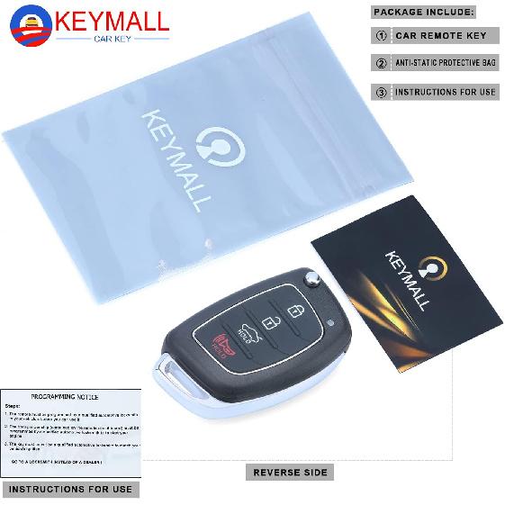 Keyless Entry Remote Key Fob Replacement for Hyundai Sonata 2014 2015 2016 2017 433MHz 4 Buttons (FCC ID:TQ8-RKE-4F16 PN: 95430-C1010)