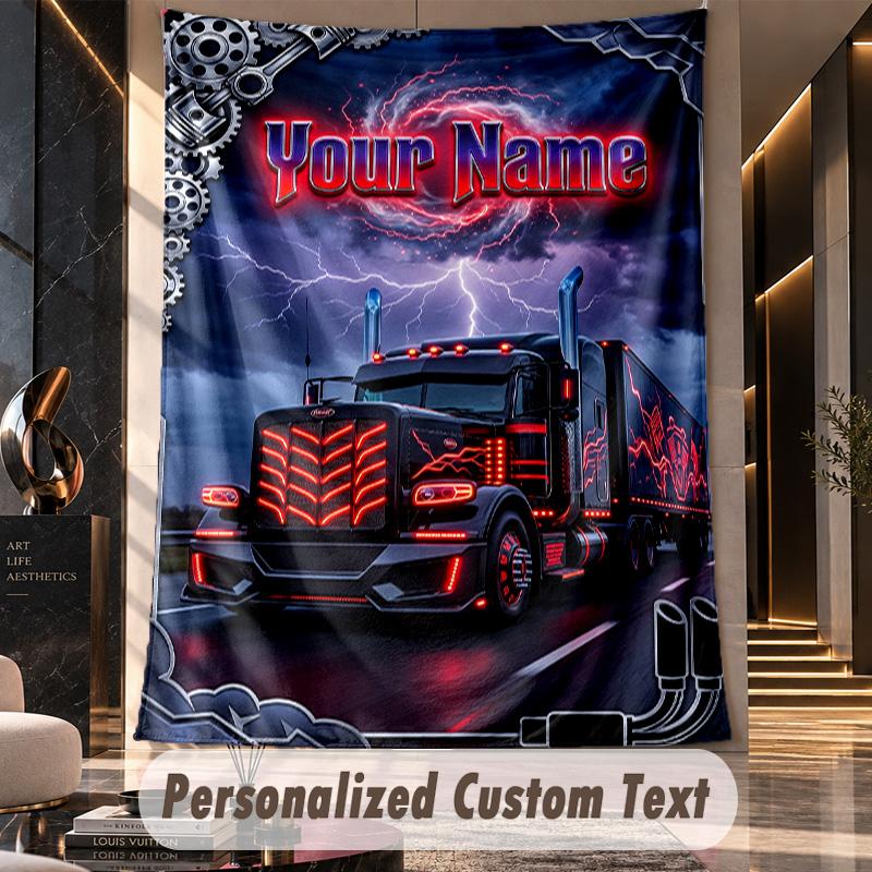 Camion (1) Arazzo Personalizzato con Tema Testo Nome Personalizzato Appeso a Parete Arazzo Decorazione per la Casa Tessuto di Sfondo