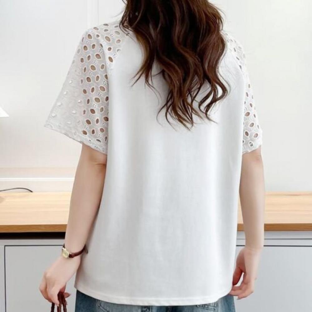 Navava Women Daily Solid Punching Sleeve ShorT Sleeve T shirT nT3322