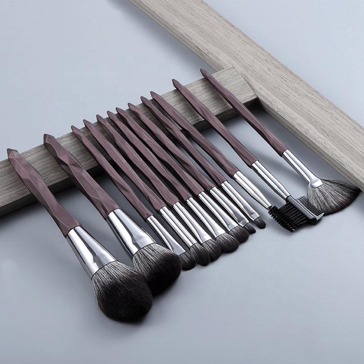 Private Label Diamond Shape Handle Loose Powder Eye Synthetic Makeup Brush Set